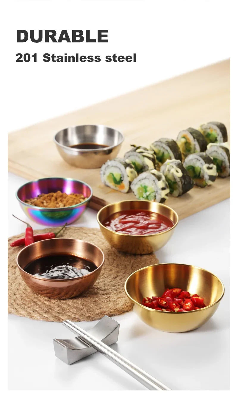 2/4/6pcs Stainless Steel Small Sauce Dishes Seasoning Serving Tray Spice Plates Set Soy Sauce Dish Specialty Tableware