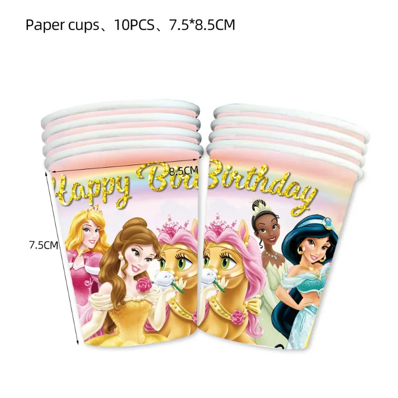 Disney Birthday Party New Table Cloth Princess Belle Snow White Tableware Paper Towels Decorative Party Supplies