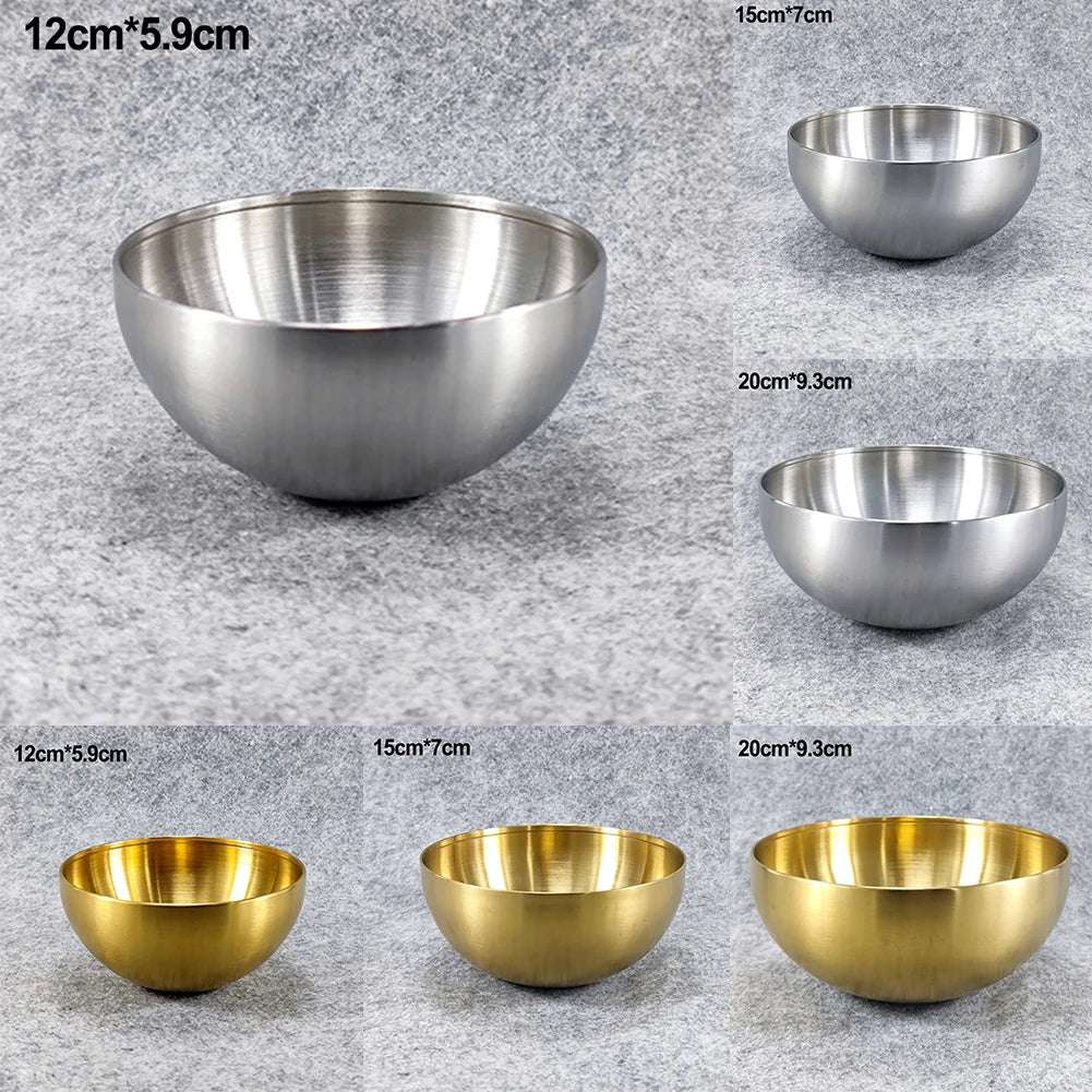 Gold Stainless Steel Fruit Salad Bowls Soup Rice Noodle Ramen Bowl Kitchen Tableware Food Container Mixing Bowls