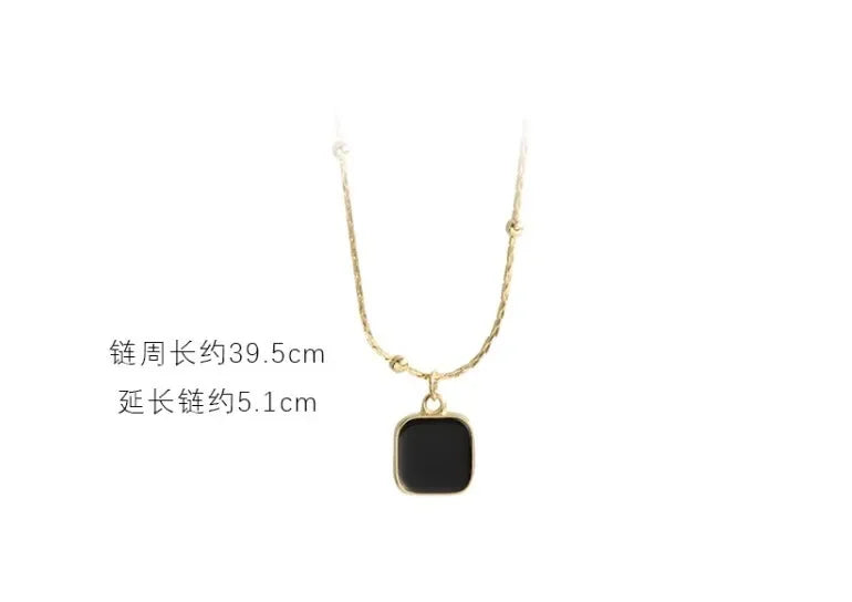 Stainless Steel Necklaces Black Exquisite Minimalist Square Pendant Choker Chains Fashion Necklace For Women Jewelry Party Gifts