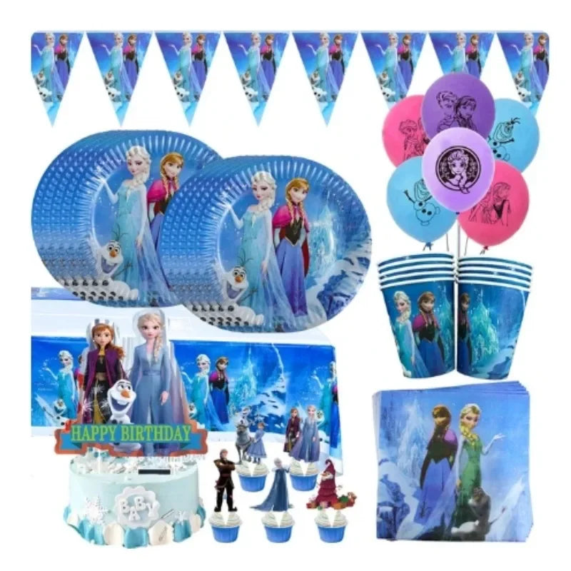 Disney Frozen Elsa Anna disposable tableware paper cup napkin birthday party decoration