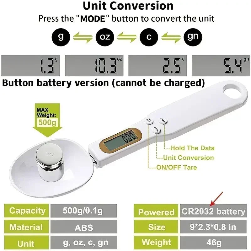 Electronic Kitchen Scale Spoon Scale Electronic LCD Food Scale 0.1-500g Cooking Flour Milk Coffee Powder Weight Measure Spoon