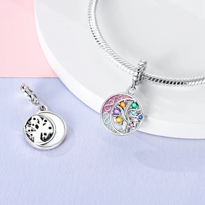 Brilliant Colorful Flower Charm Beads 925 Sterling Silver Bellflower Tulip Rose Dangle Fit Original Bangle Bracelet DIY Jewelry