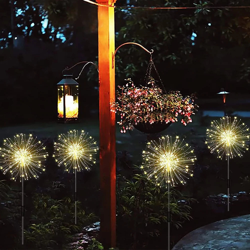 Solar Fireworks Lights IP65 Waterproof, Outdoor Festival Decorative Lights For Courtyard, Lawn, Garden Outdoor Lighting