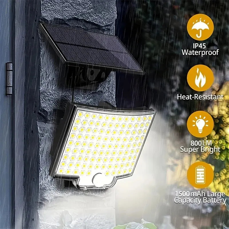 106LED Solar Light Outdoor Waterproof with Motion Sensor Floodlight Remote Control 3 Modes for Patio Garage Backyard