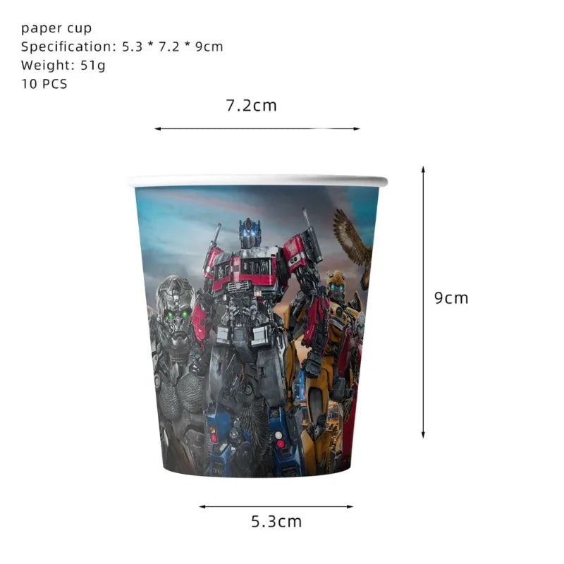 Transformers Optimus Prime Bumblebee Theme Children's Birthday Party Disposable Tableware Set Paper Plate Tissue Paper Cup