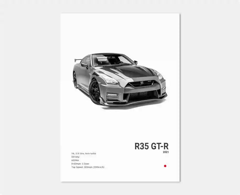 Pop Black and White Japan Cars Luxury Super Sport Car Poster Aesthetic R34 Gtr 240sx Canvas Print for Wall Art Garage Room Decor