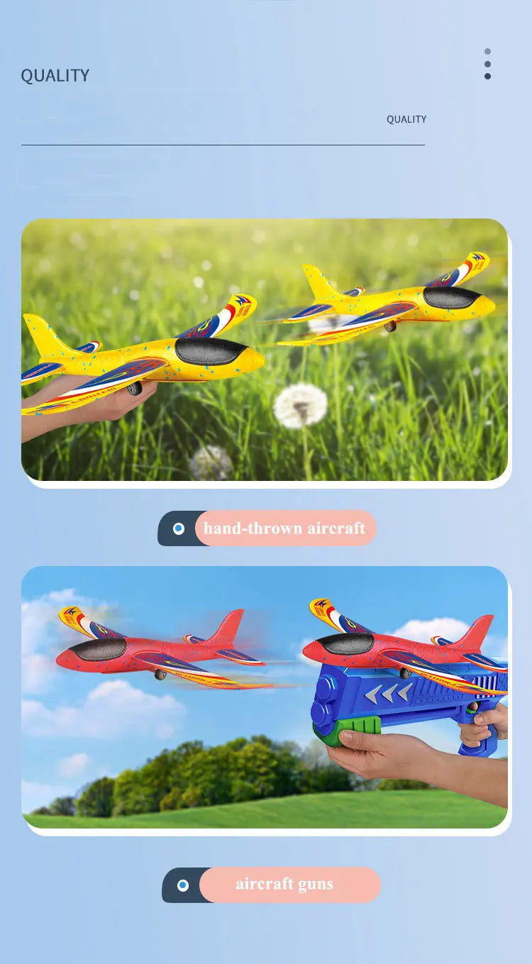 Kids 24/34cm Foam Plane Launcher Outdoor Toy for Boys Sport Catapult Game Children Girl Birthday Xmas Gifts