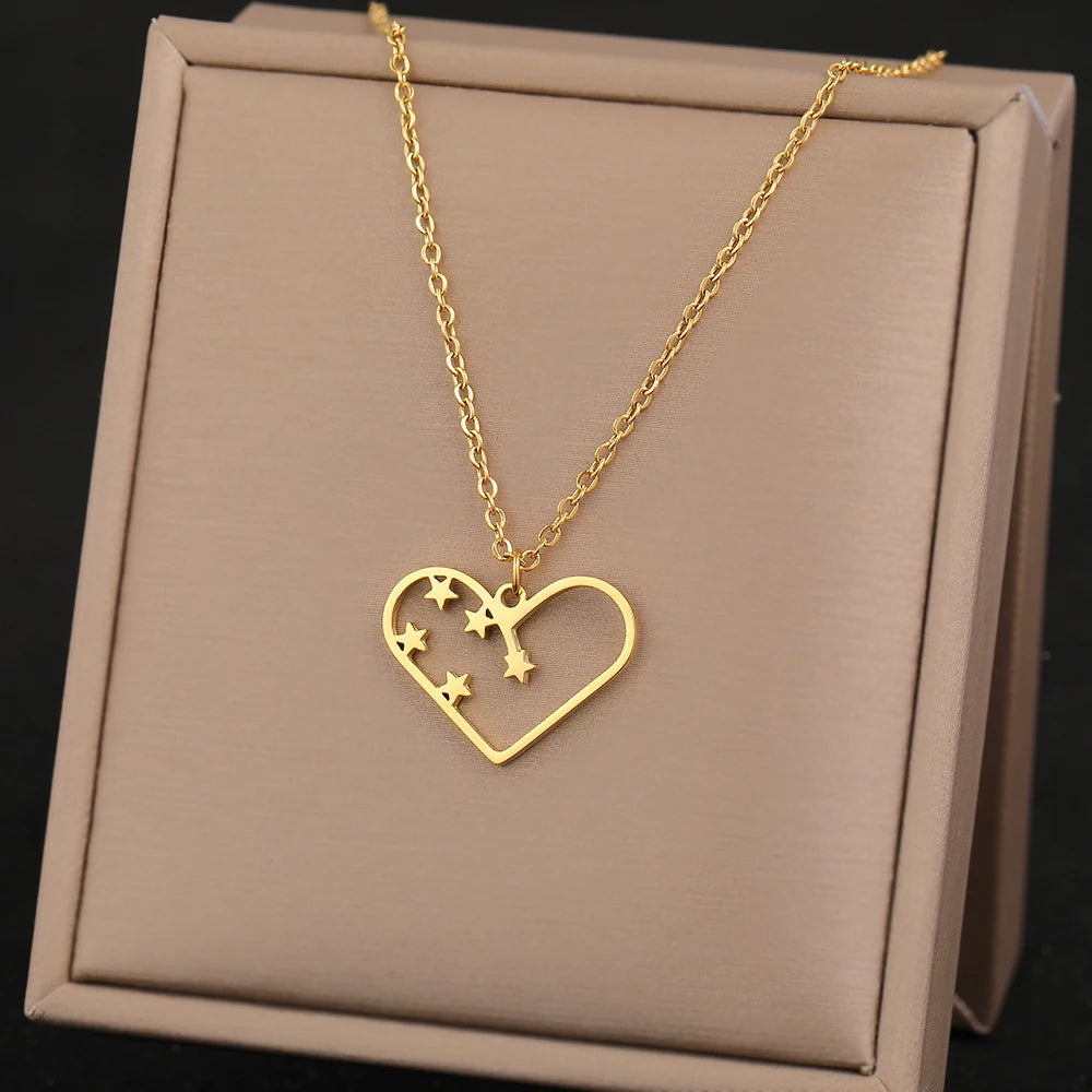 Stainless Steel Necklaces Elegant Exquisite Heart Infinity Symbol Heartbeat Pendants Chain Trend Fine Necklace For Women Jewelry