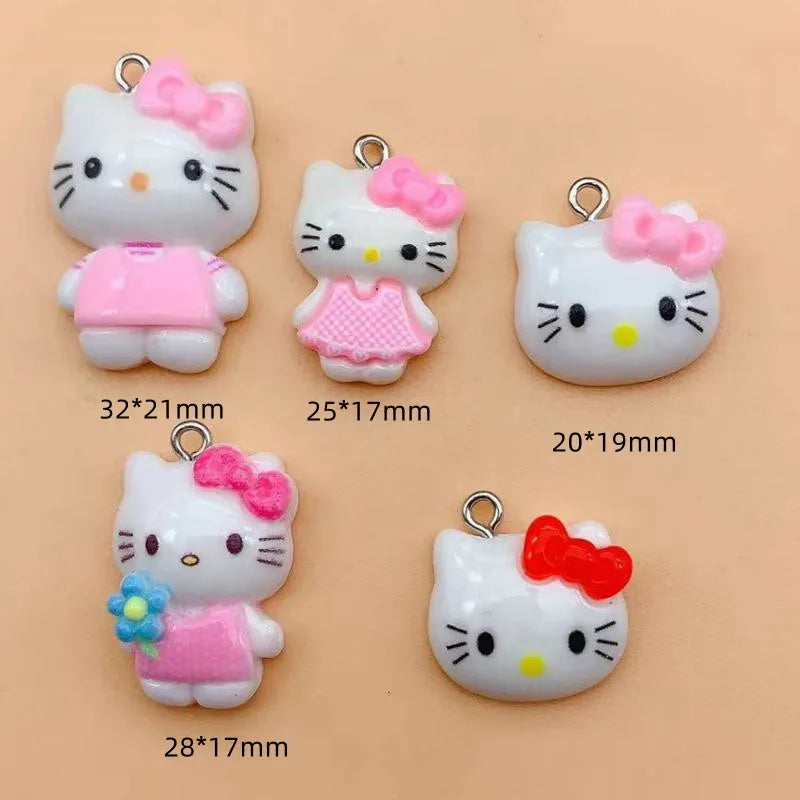 10pcs Resin Animal Cat Charms Cartoon Charm Pendants DIY Earrings Necklaces Jewelry Making Crafts Accessories