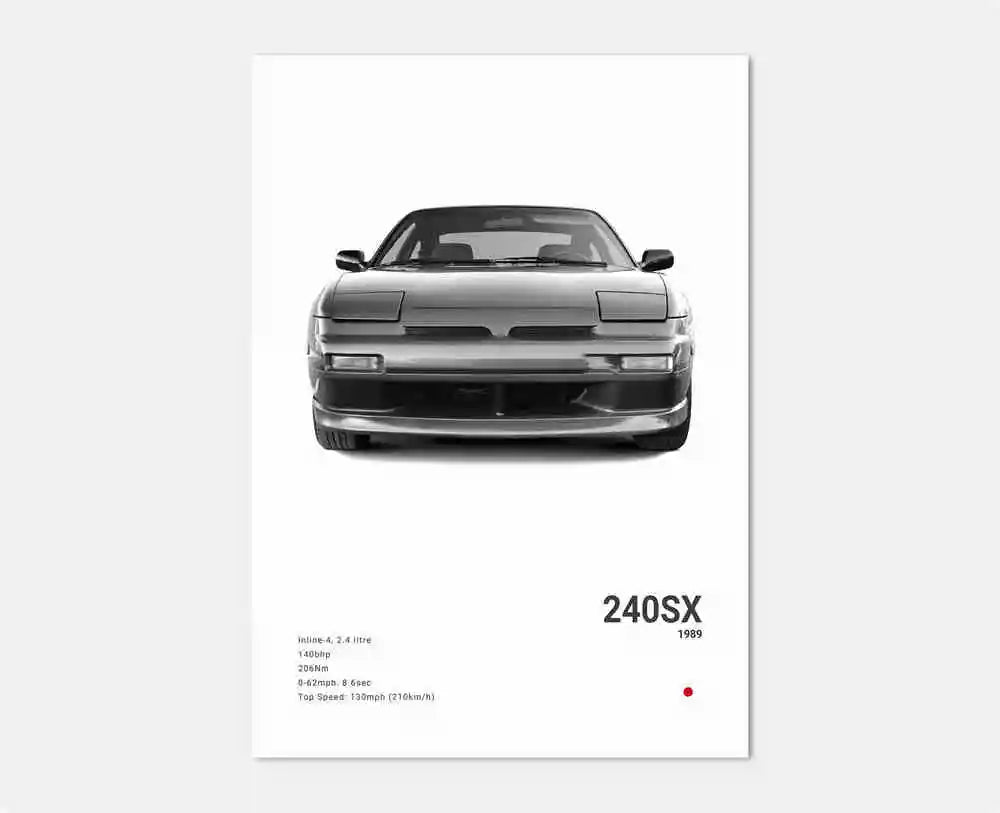 Pop Black and White Japan Cars Luxury Super Sport Car Poster Aesthetic R34 Gtr 240sx Canvas Print for Wall Art Garage Room Decor