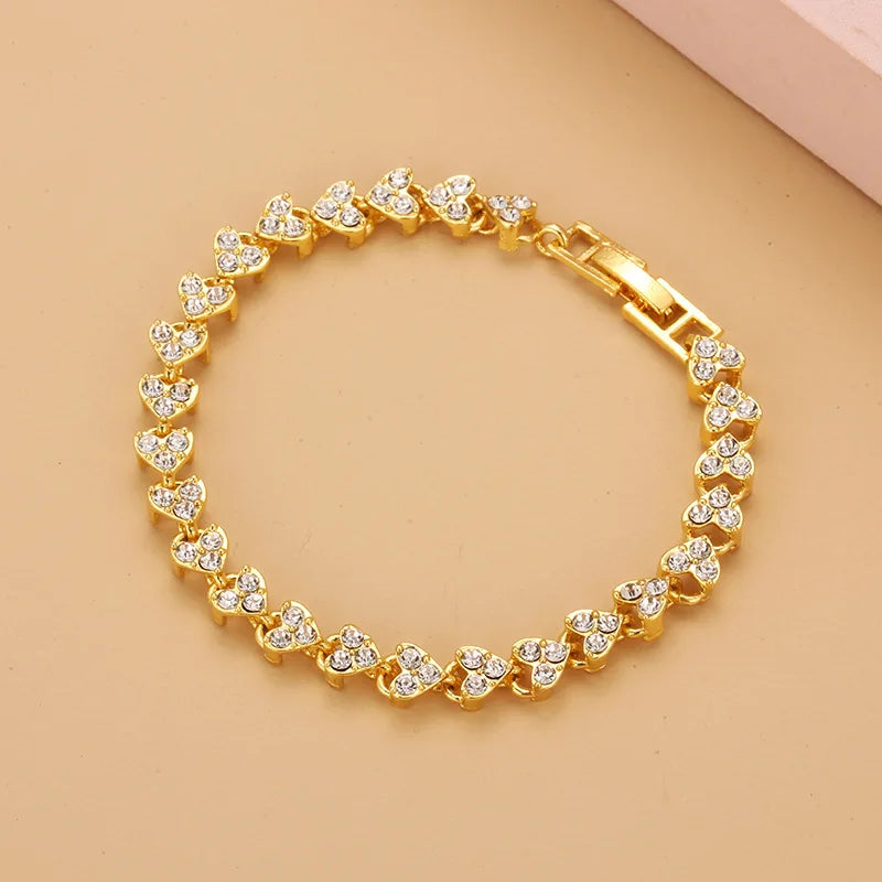 Women Silver Color Rose Gold Bracelet for Female Pulseras Crystal Heart Charm Bracelet Women Bridal Wedding Fine Jewelry Gift