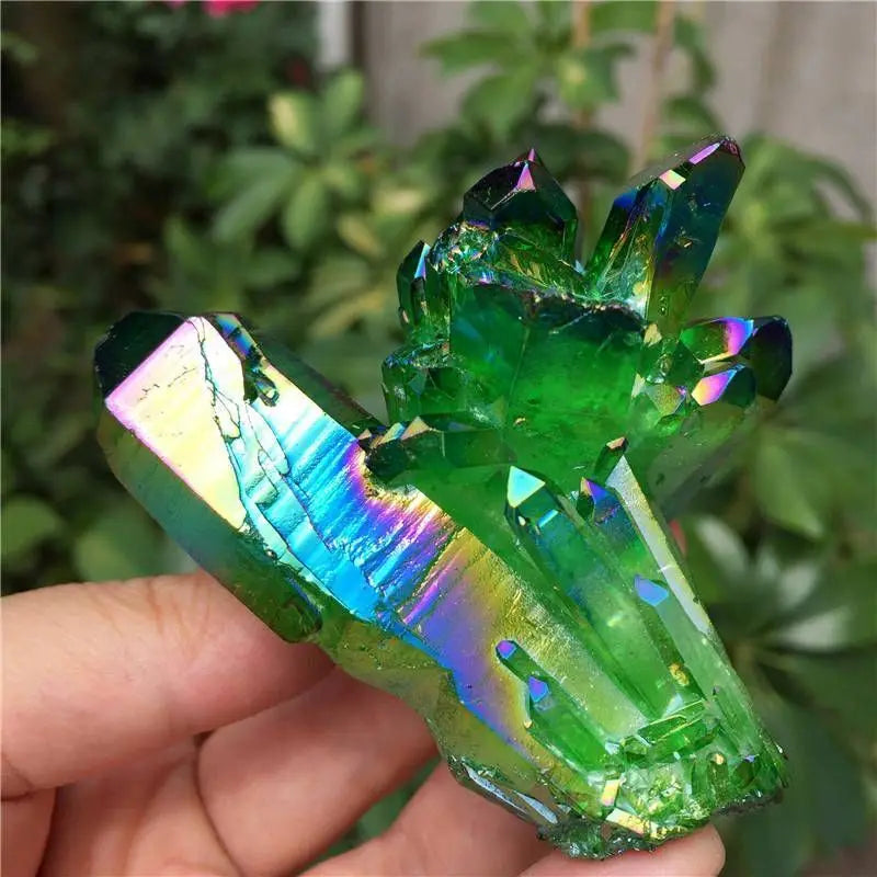 Luxury Green Aura Quartz Cluster - Elegant Natural Stone Decor for Home & Office, Ideal Independence Day Gift