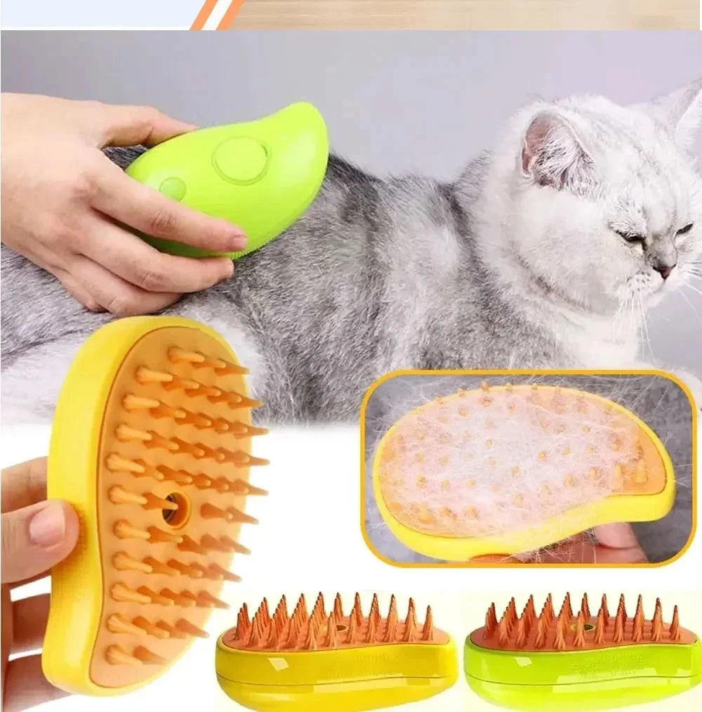 3 in 1 Pet Electric Steam Brush Cat and Dog Cleaning Spray Massage Grooming Comb Retractable Handle Pet Hair Removal BeautyBrush