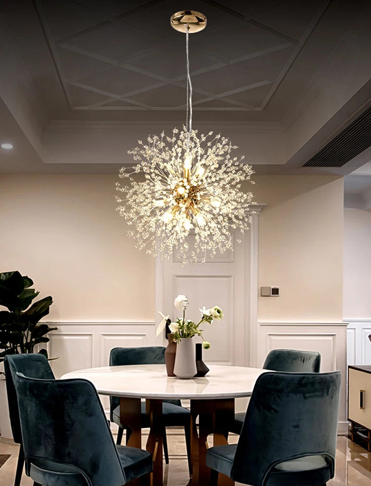 Modern Sky Star Fireball Crystal Pendant LED Lighting Dandelion Restaurant, Living Room Pendant, Bar Art Danish Luminaire