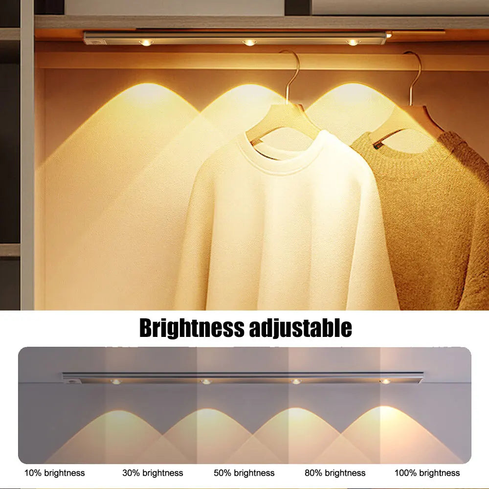 Cabinet Light USB Rechargeable Motion Sensor Ultra-thin Night Light for Kitchen Wardrobe Cabinet Lighting 20CM/30CM/40CM/50CM