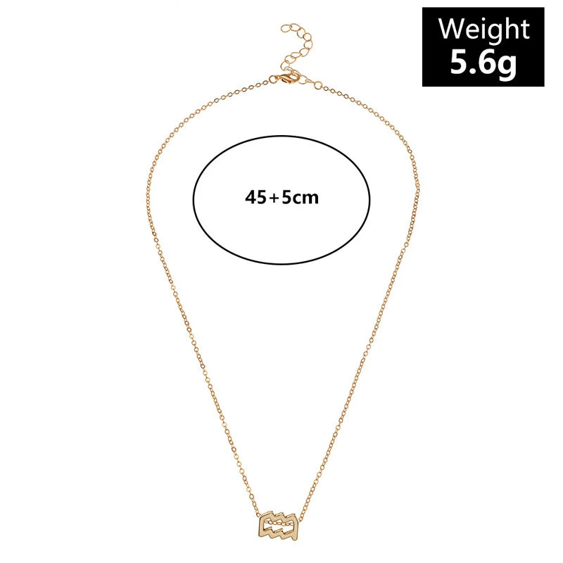 1Pcs 12 Zodiac Sign Necklace for Women 12 Constellation Charm Chain Pendant Choker Birthday Jewelry with Cardboard Card