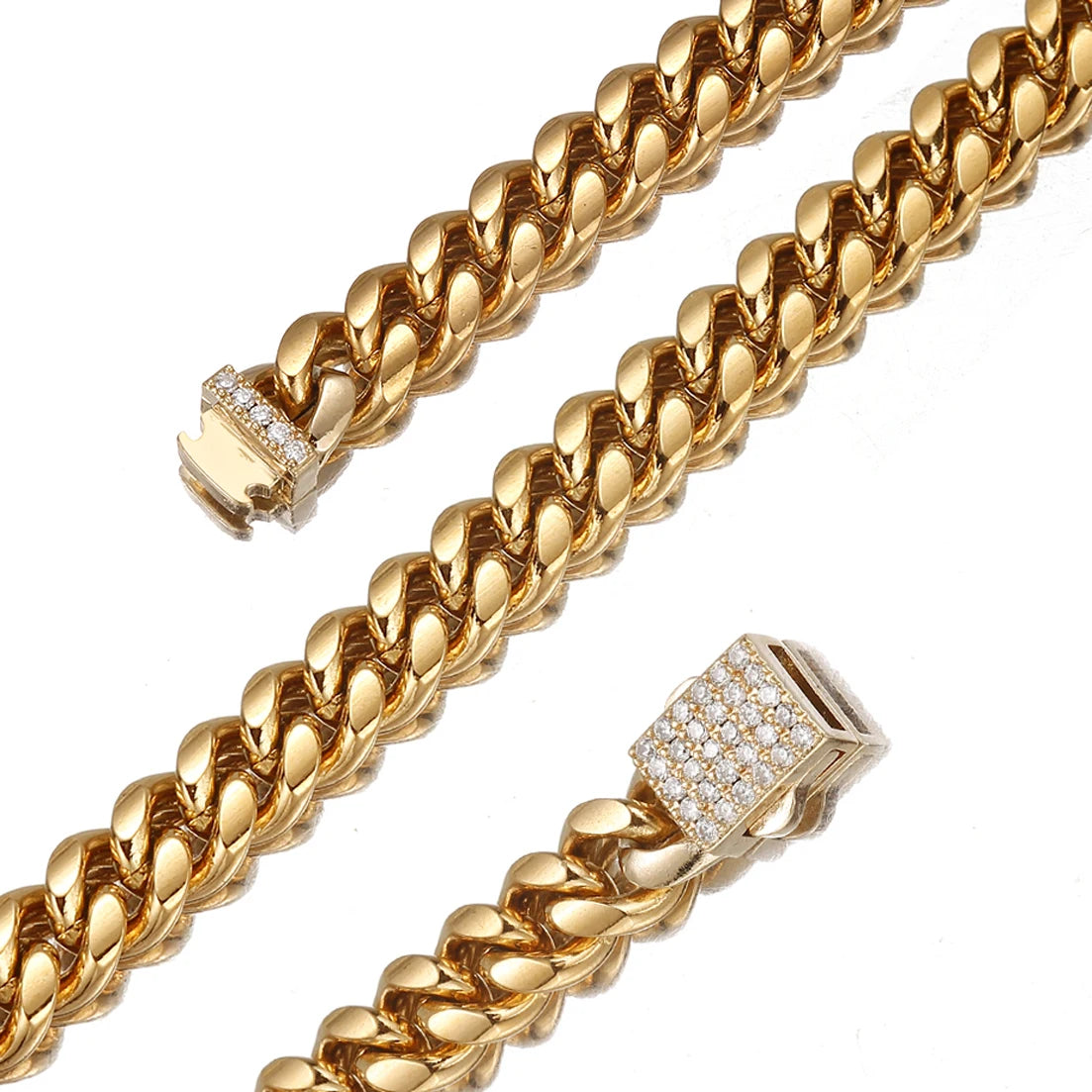 Any Length 7"-40" 6mm-14mm New Fashion Women Mens Chain 316L Stainless Steel Miami Link Necklace or Bracelet Crystal Buckle Gift