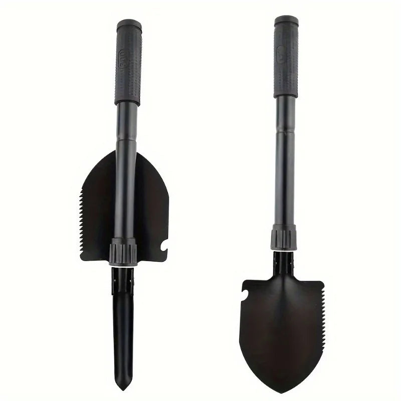 Compact 5-in-1 Survival Shovel - Durable Stainless Steel Tactical Spade with Compass, Saw & Bottle Opener for Outdoor Adventures