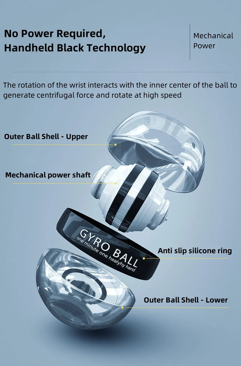 LED Wrist Ball Power Trainer Ball Auto-Start Gyroscopic Arm Hand Forearm Exerciser Power Wrist Gyro Ball Sport Fitness Equipment