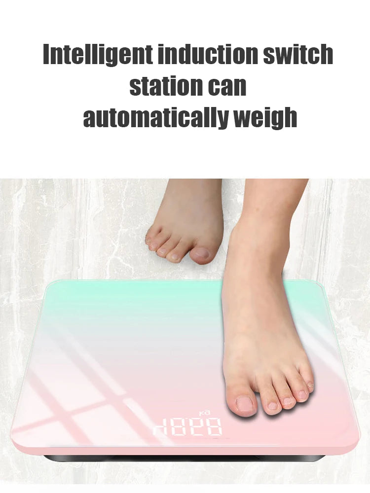 Gradient Color Intelligent LCD Electronic Scale Digital Display Glass Weight Scale Balance Body Health And Weight Loss Battery