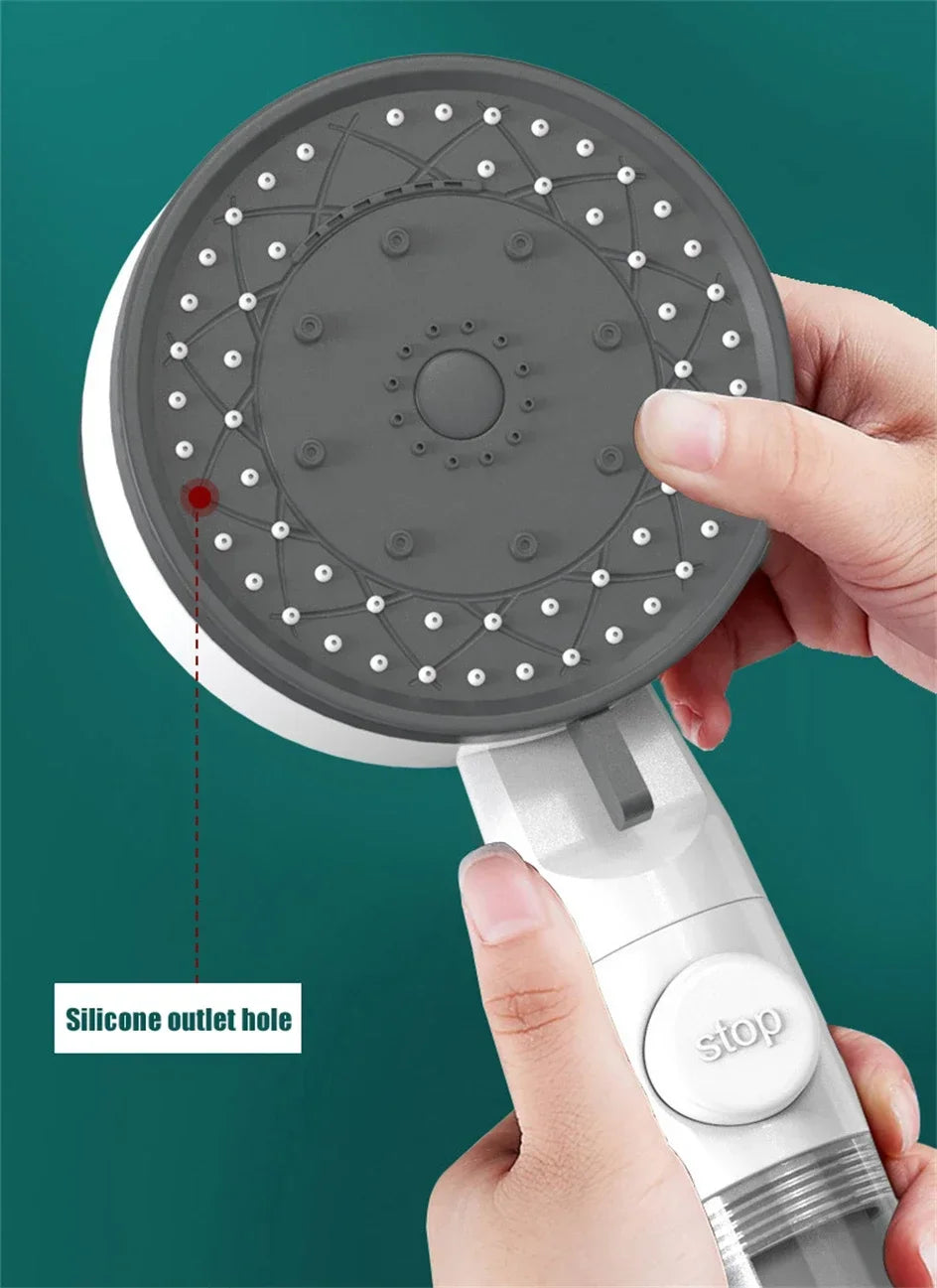 10 Mode Showerheads High Pressure Filter Showerheads One Touch Stop Bathroom Handheld Water Saving Sprayer Bathroom Accessories