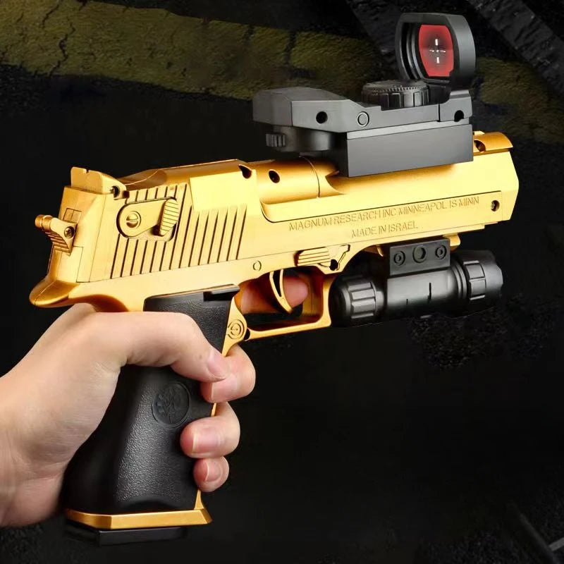 Mechanical Continuous Fire Desert Eagle Pistol Shell Ejection Decompression Gun Empty Hanging Soft Bullet Launcher Toy Gun Gift