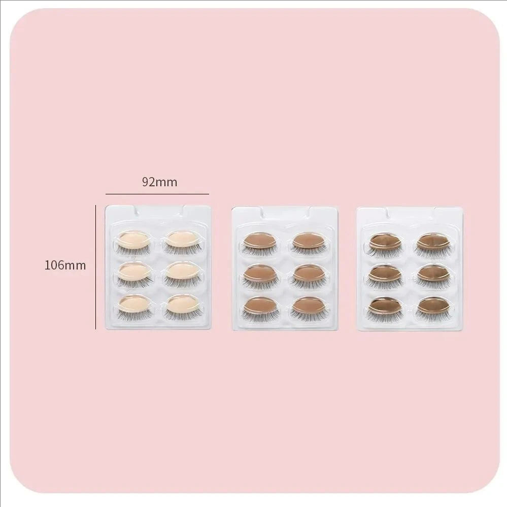 MJ 3Pairs/Set Replacement False Eyelash Extension Practice Head Model Silicone Removable Eyelids Tattoo Training Eyes Mannequin