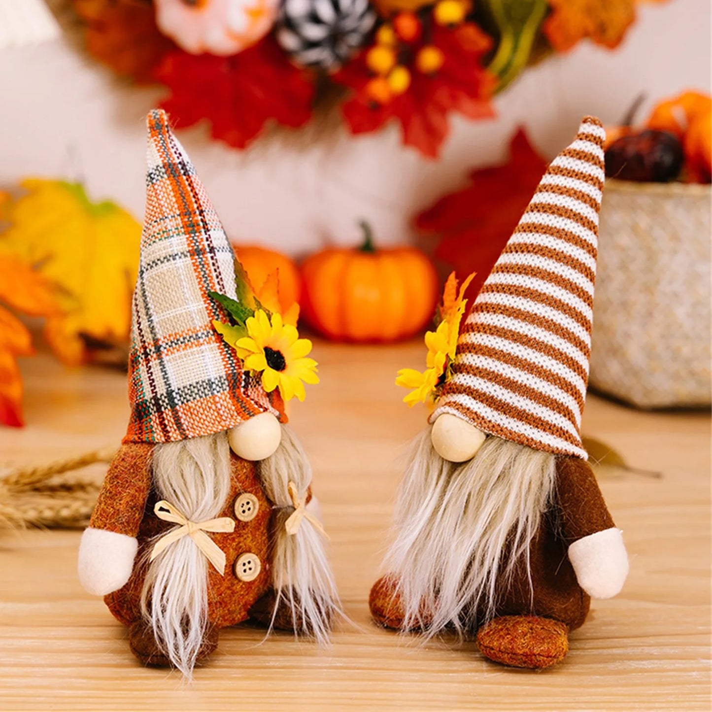 Fall Gnome Sunflower Maple Doll Harvest Autumn Elf Dwarf Plush Faceless Dolls Ornaments for Home Halloween Thanksgiving Decor