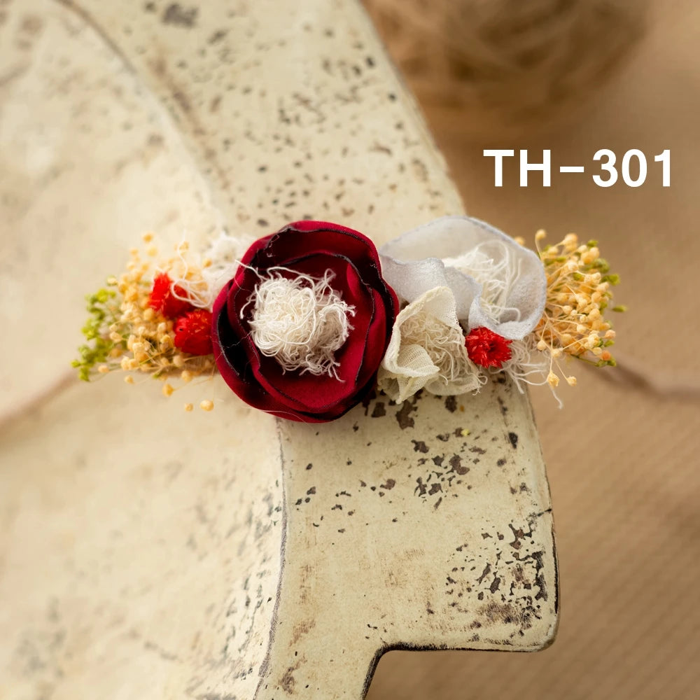 Baby Girl Flower Headbands Newborn Photography Props Dried Flowers Newborn Hairband Princess Tieback Baby Girl Hair Accessories