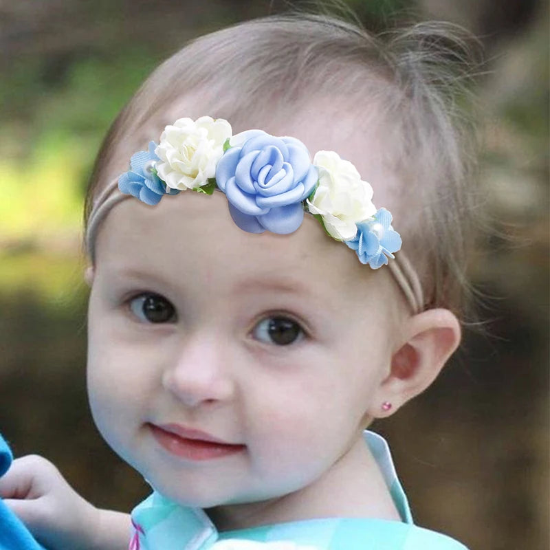 3pcs/set Baby Girl Headband Newborn Elastic Flower Toddler Hair Band Kids Headwear Nylon Soft Hairbands Child Hair Accessories