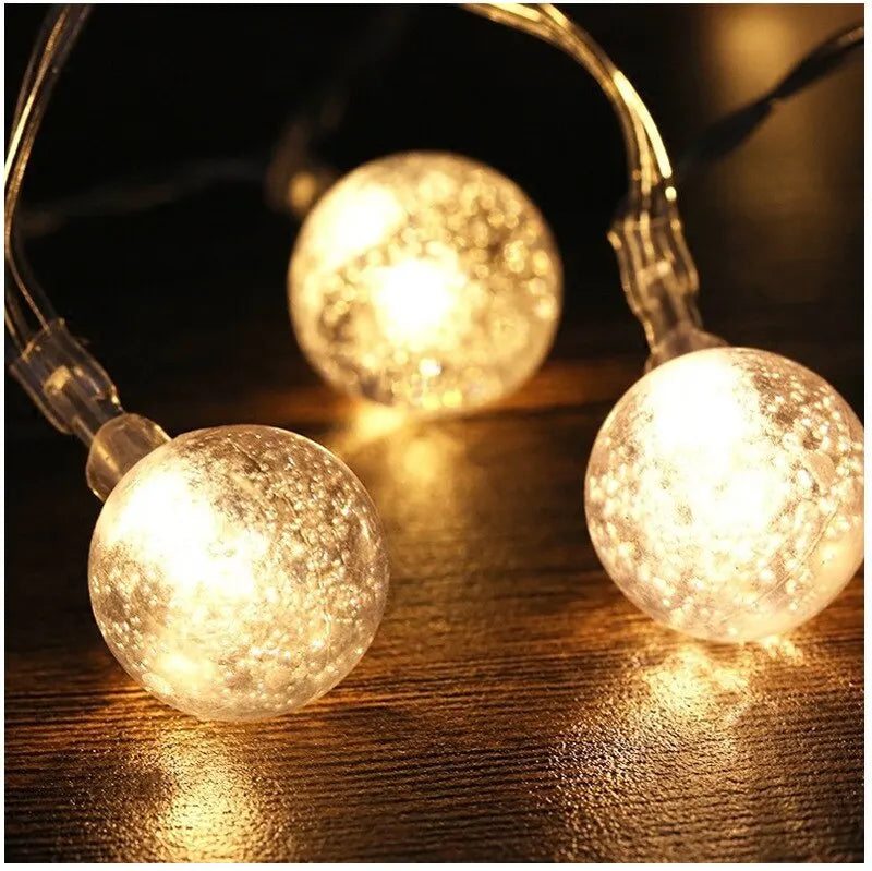 3M LED Light Crystal Ball Outdoor Garden Camping Light String 20 LED Lights Waterproof Garland Light Ramadan Decorations