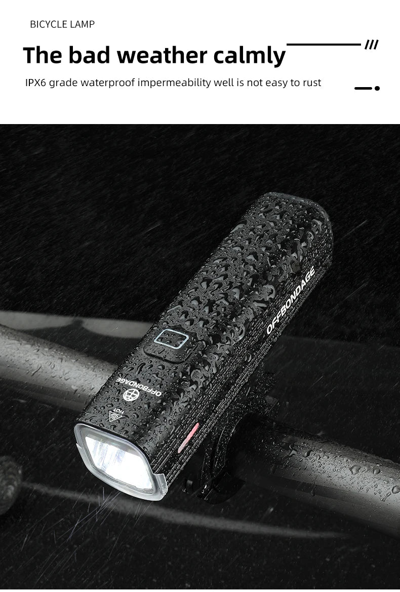 OFFBONDAGE Bicycle Light 1000Lumen Bike Headlight Power Bank Flashlight Handlebar USB Charging MTB Road Highlight