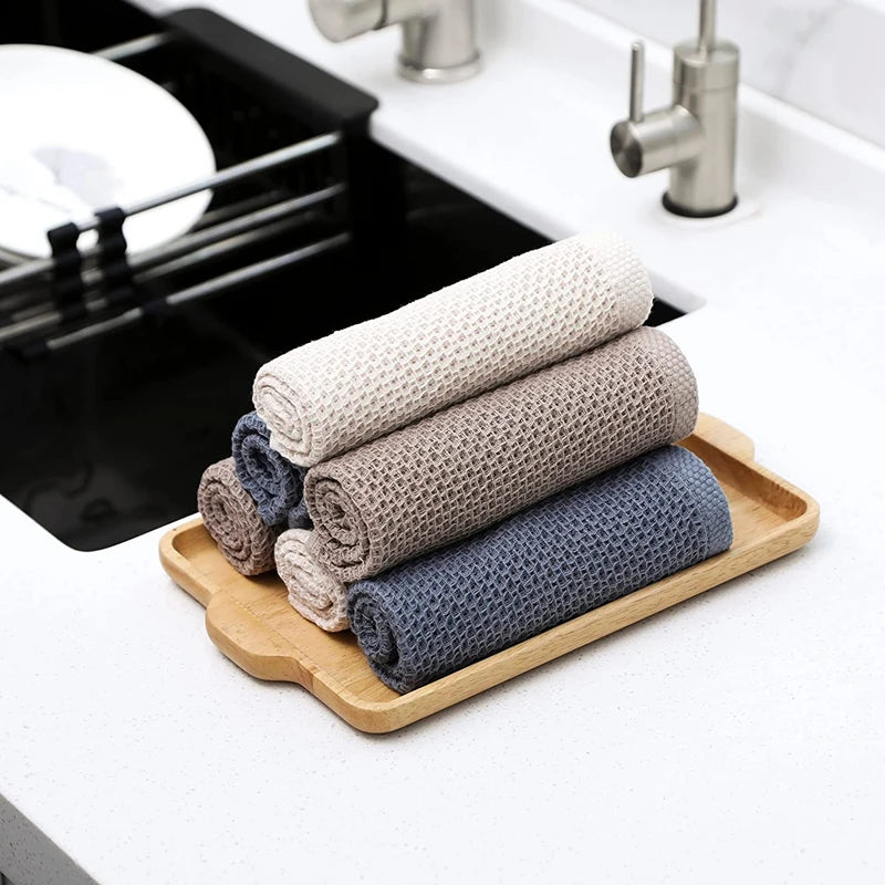 New 100% Cotton Dishcloth Ultra Soft Absorbent Kitchen Towel Household Cleaning Cloth Kitchen Tools Gadgets Wash Cloth Dish Rag