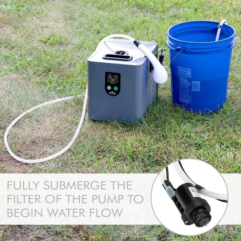 Portable Propane Water Heater & Shower Pump – Compact Outdoor Cleaning Showering System w/LCD Auto Safety Shutoff fo