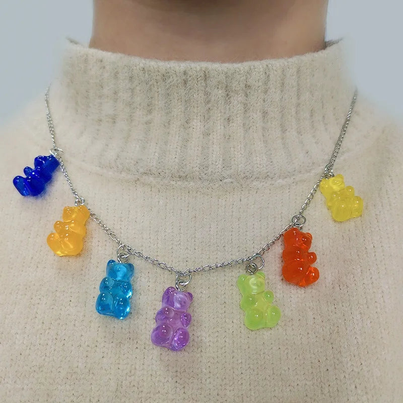 10/50pcs Candy Color Gummy Mini Bear Charms Pendant for Making Cute Earrings Pendant Necklace DIY Creative Jewelry Finding