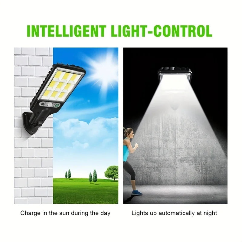 28SMD/108COB Sensor Street Lamp 3 Light Modes Outdoor Waterproof Security Solar Lamps for Garden Patio Path Remote Control Light