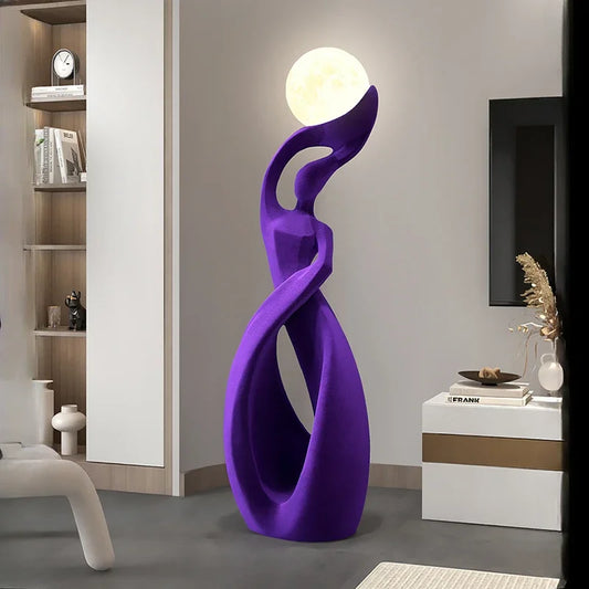 120CM Home Decor Maid Statue Abstract Art Ornaments Nordic Living Room Large Floor Luminous Sculpture Gift Interior Figurines