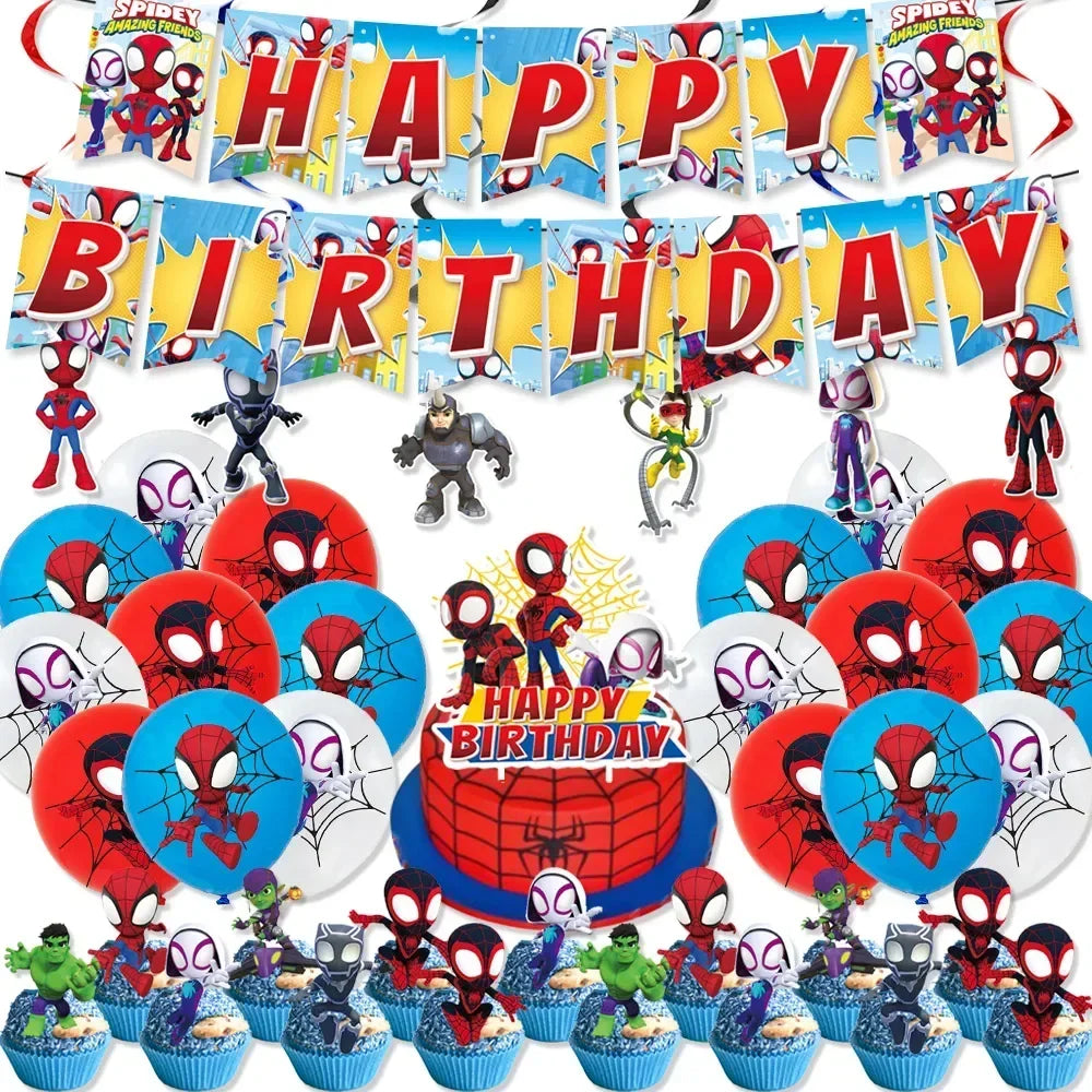 Marvel Birthday Party Tableware Paper Plate Decorations Disposable Tableware Set Supplies Spider-Man and His Best Friends