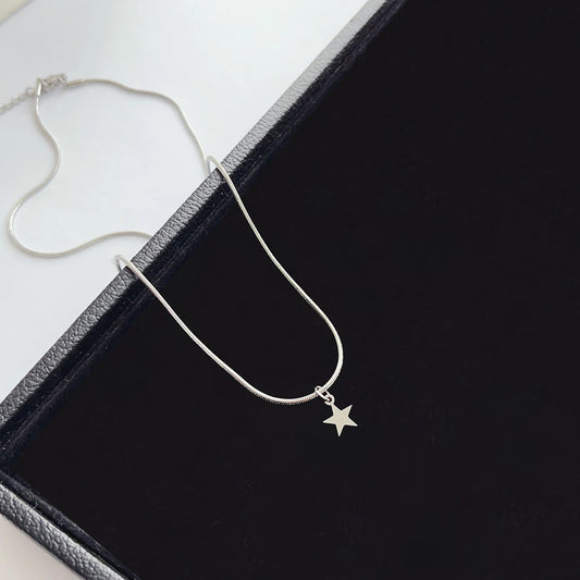 Stainless steel Star Pendant Snake bone Chain Non-fading summer choker jewelry necklace Women's Accessories ornaments