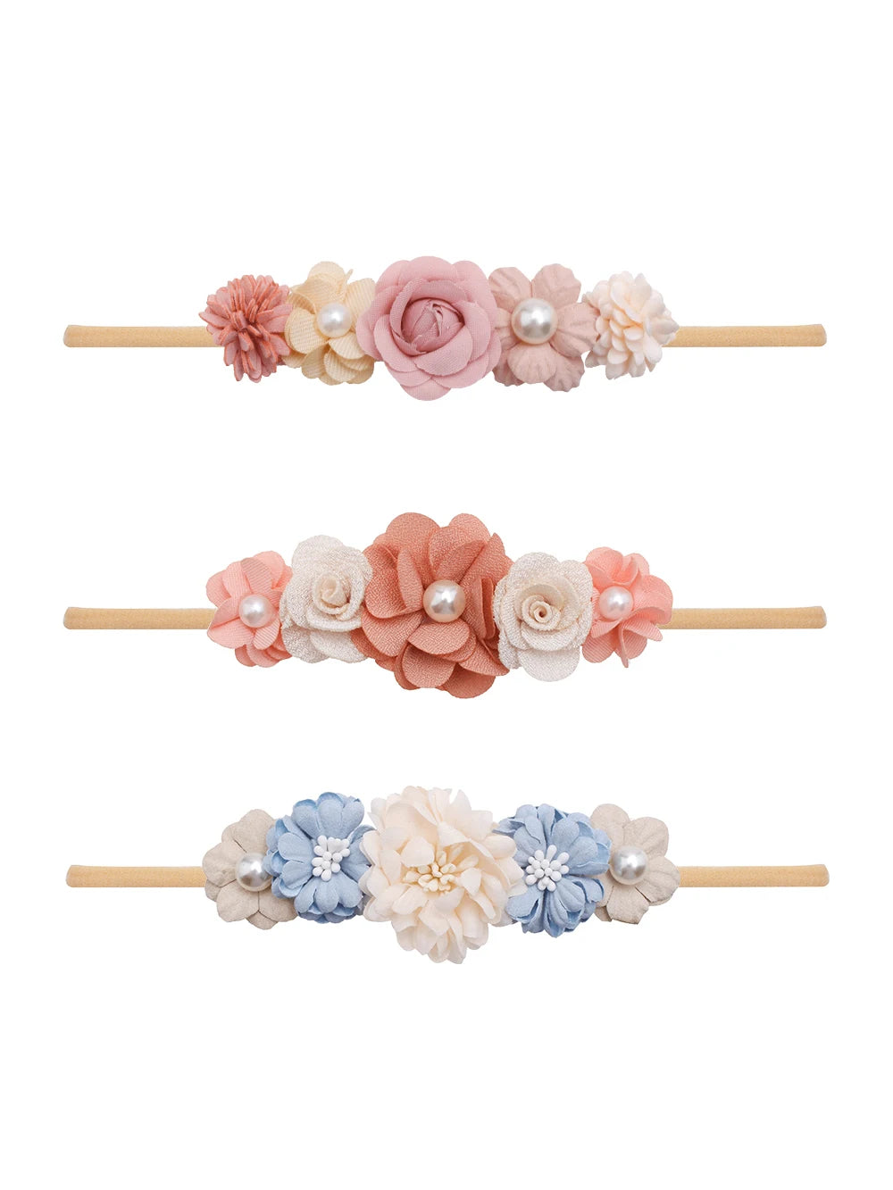 3pcs/set Baby Girl Headband Newborn Elastic Flower Toddler Hair Band Kids Headwear Nylon Soft Hairbands Child Hair Accessories