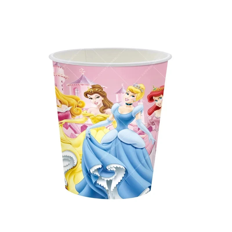 Disney Princess Theme Party Decorations Disposable Tableware  Girl Birthday Party Supplies Princess Cup Plate Tablecloth Set