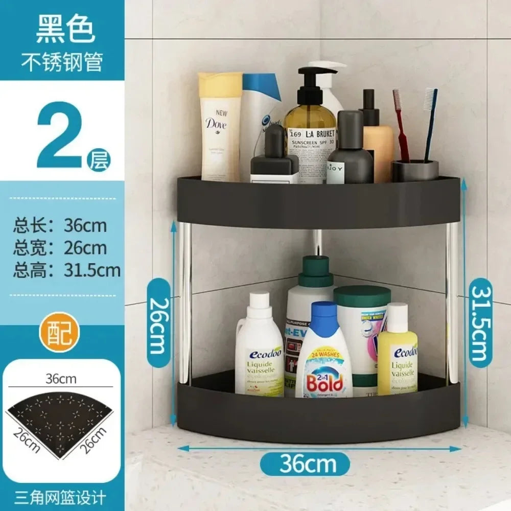 Punch-Free Triangle Storage Rack Floor Kitchen Corner Bathroom Bathroom Corner Multi-Layer Toilet Storage Rack