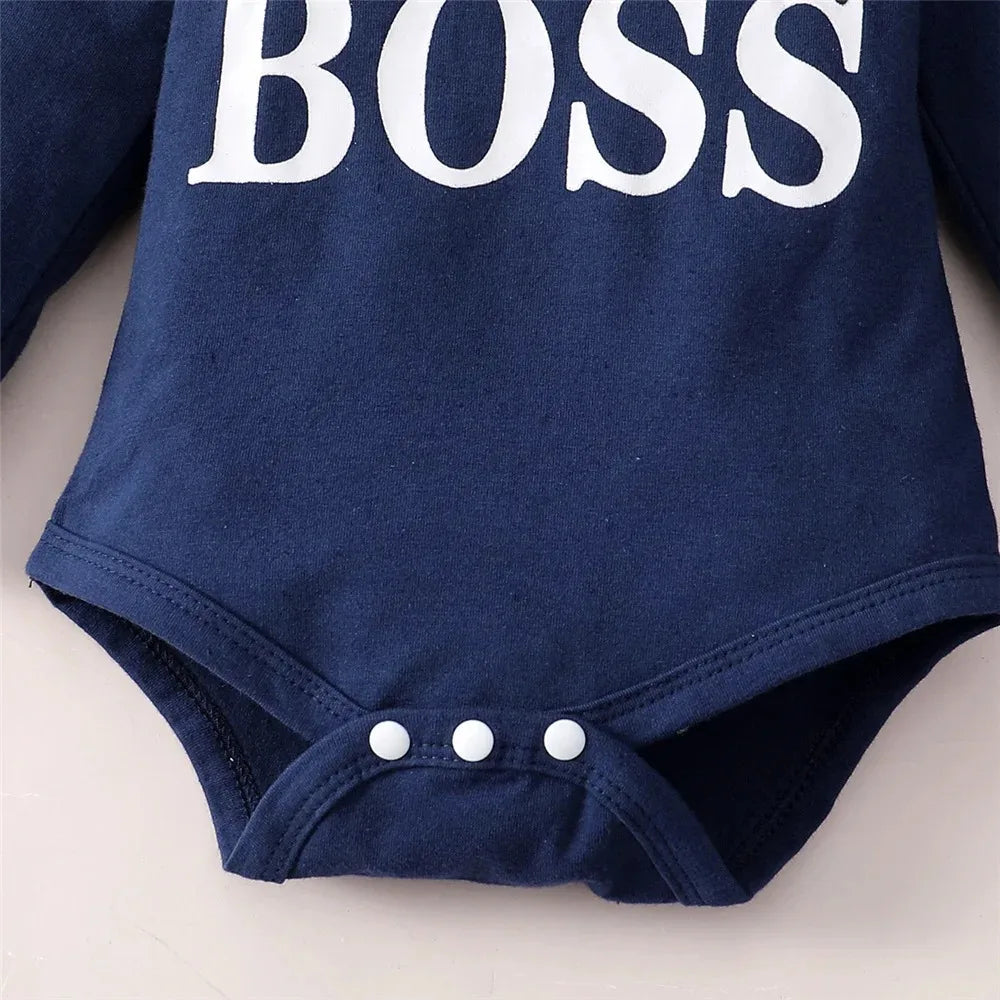 0-24 Months Newborn Baby Boy 2PCS Clothes Set Letter print Long Sleeve Hoodie Romper+Pants Toddler Boy Cute Spring&Autumn Outfit