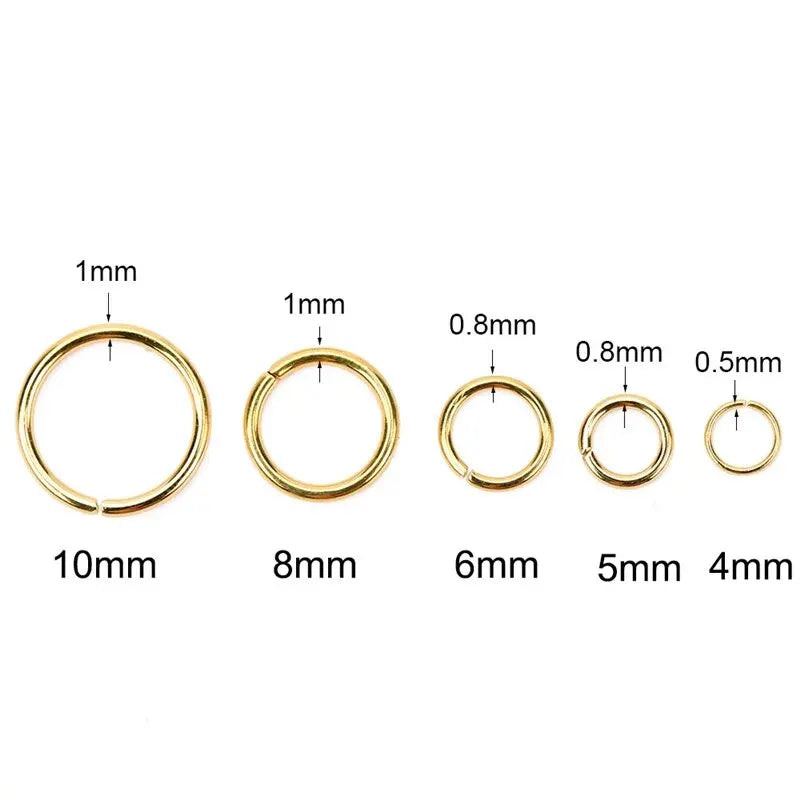 100pcs PVD Never Fade Stainless Steel Open Jump Rings 4 5 6 8 10 mm Split Rings Connectors For Necklace Bracelet Jewelry Making