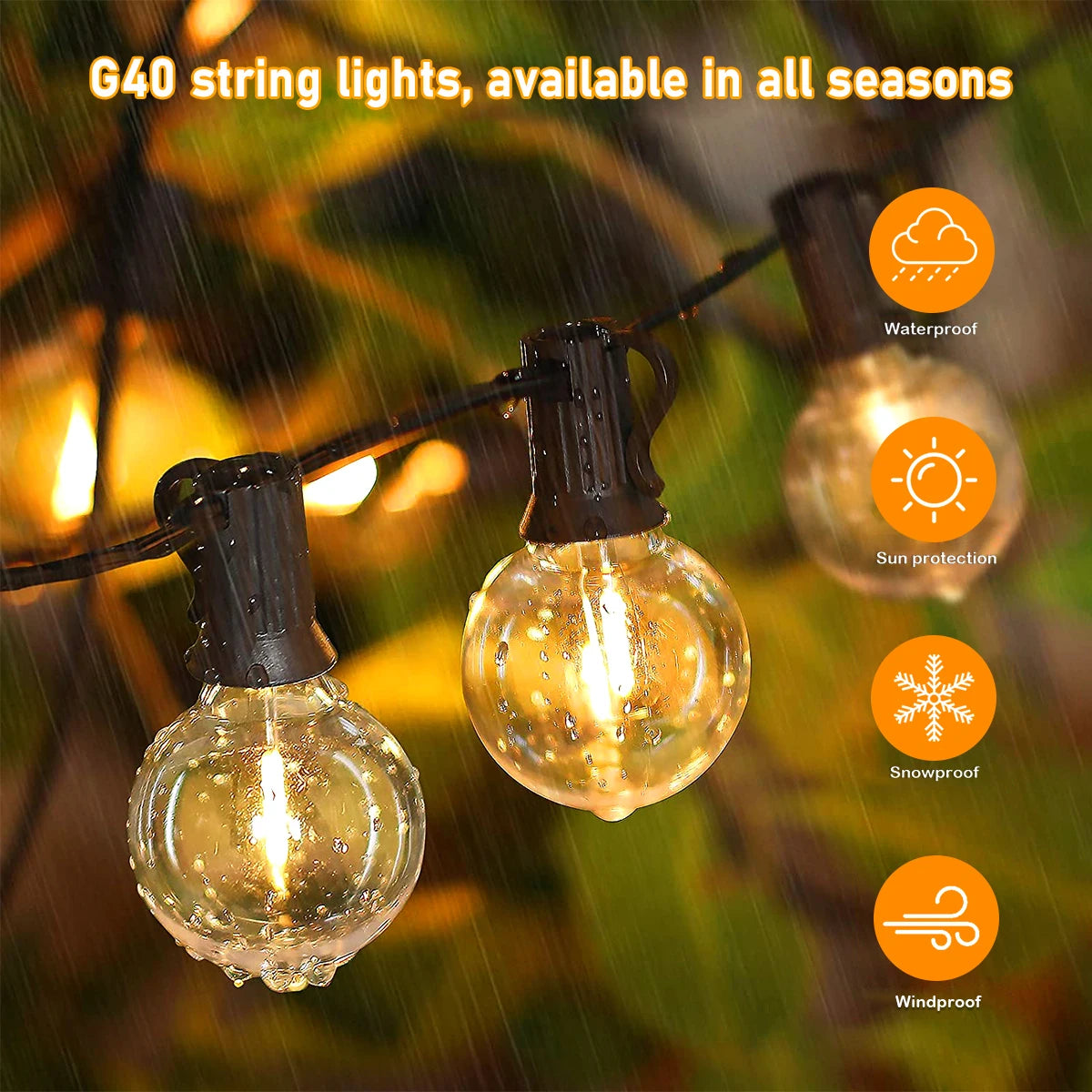 Solar String Lights Outdoor Waterproof G40 10M 20Bulb Globe Outdoor Solar Lights With Remote For Outside Patio Backyard Garden