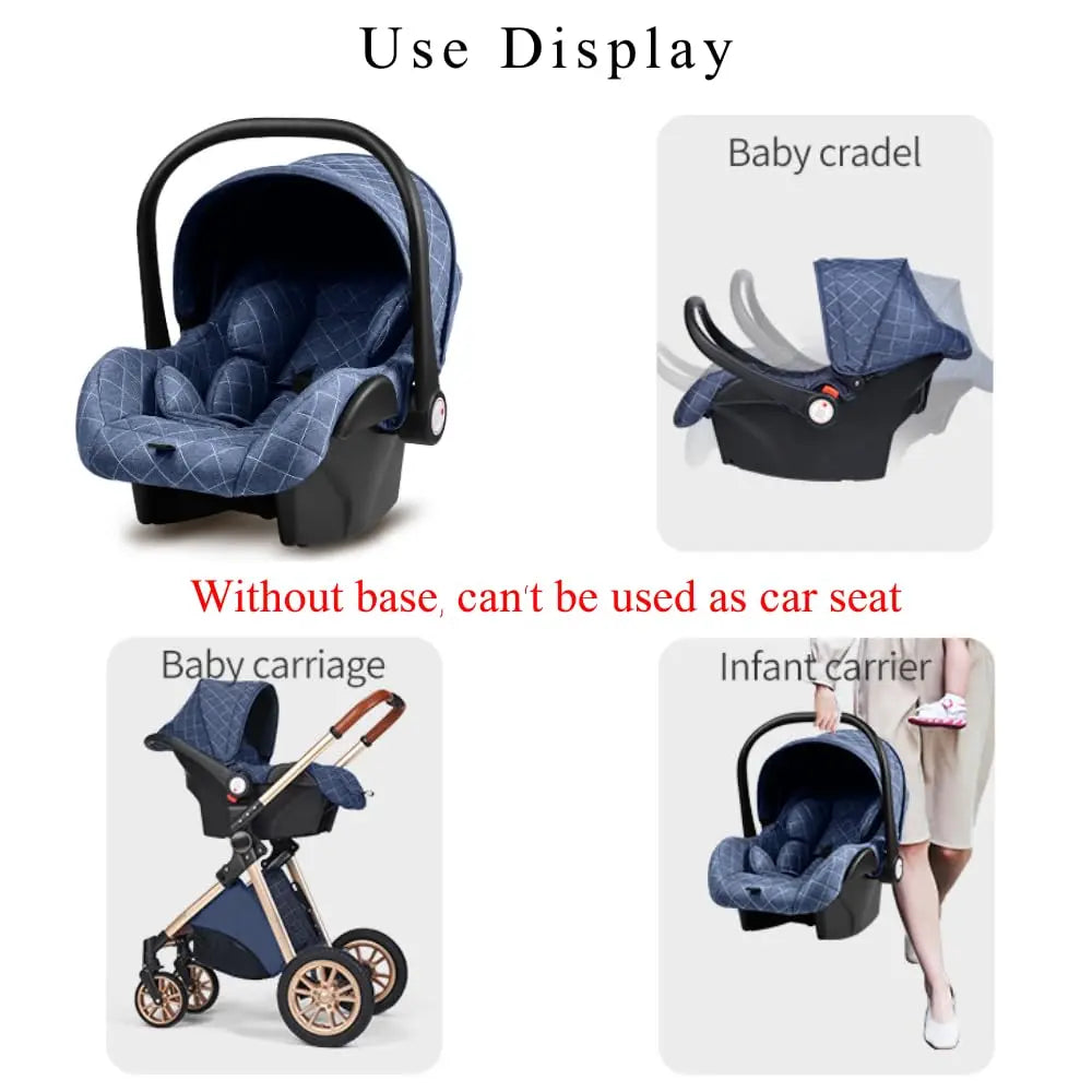 Luxurious Baby Stroller with Infant Carrier, Baby Carriage with Detachable Bassinet for Newborns, 2 Way Facing (A-Blue)