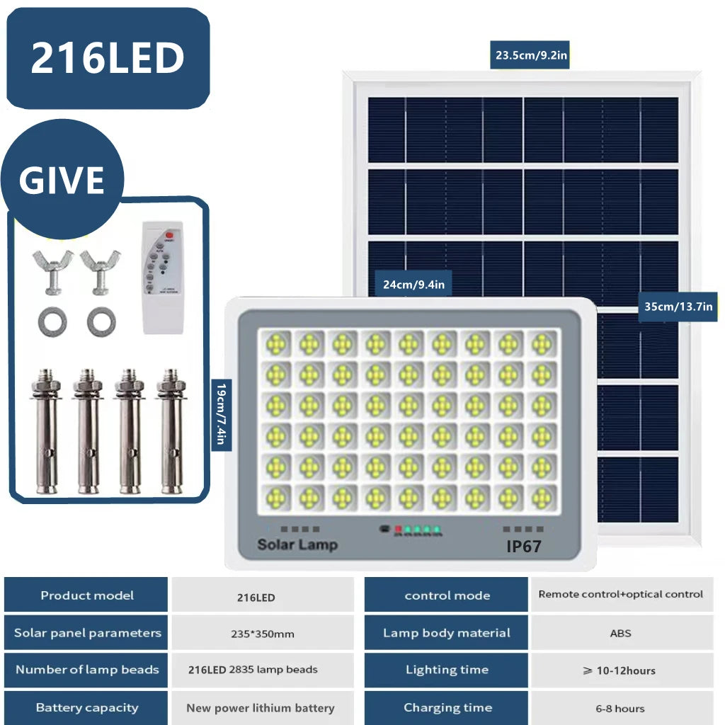 Solar floodlights turn on at night, solar outdoor garden IP67 waterproof spotlights, emergency lighting wall lights