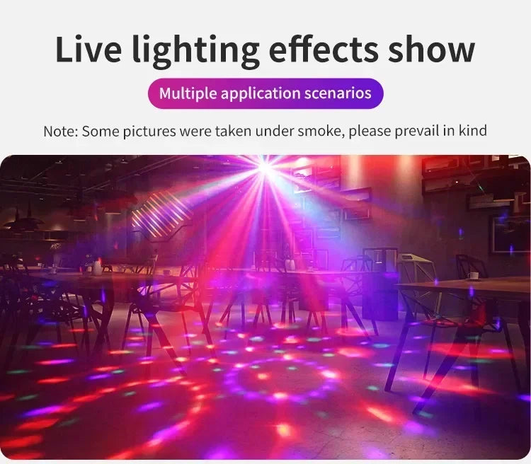 LED Stage Disco Light Rotating DJ Ball Strobe Remote Sound Control Magic Dance Car RGB Christmas Gift Party Club Laser Show Lamp