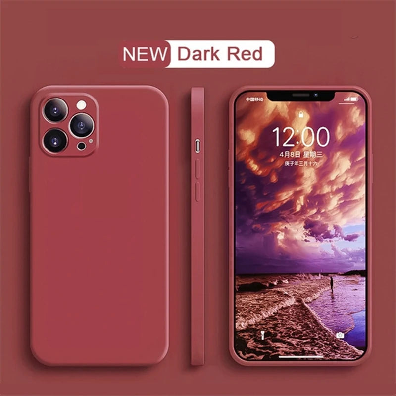 Luxury Liquid Silicone Shockproof Case for iPhone 11 12 13 14 15 Pro Max 7 8 14 15 Plus X XS XR Max Mini Back Soft Cover Funda